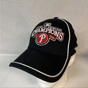 MLB Philadelphia Philles 2008 World Series Champions New Era Black Hat OSFM
